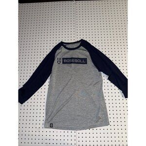 Under Armour Baseball Shirt Mens S 3/4 Sleeve Raglan Loose Fit Gray